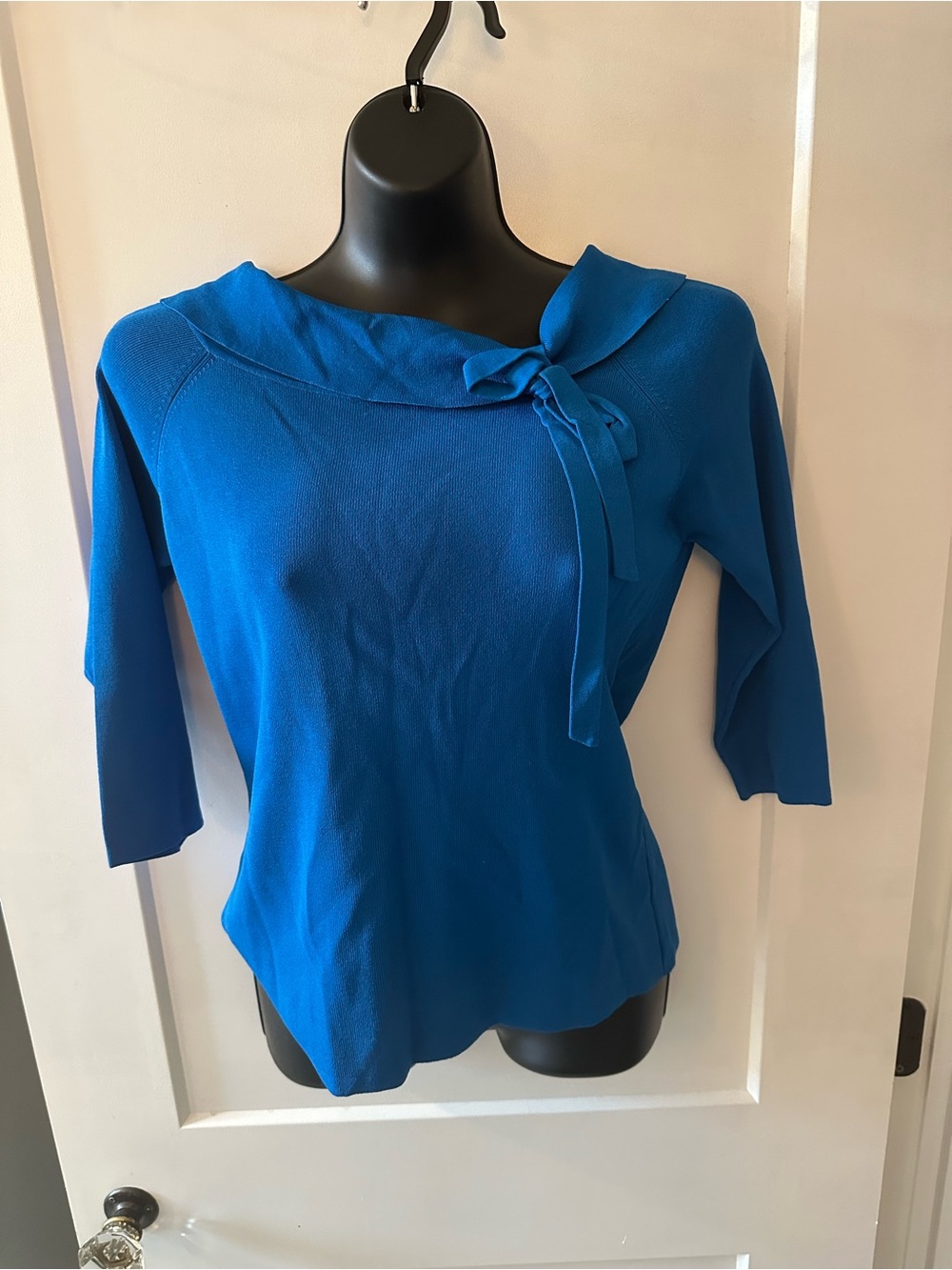 Joseph Bright Blue Tie-Neck Knit Top